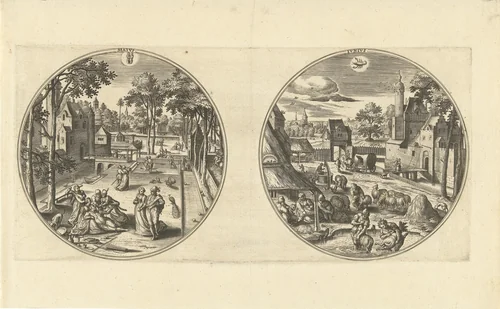 Mei en juni by Adriaen Collaert, print, 1578-1582