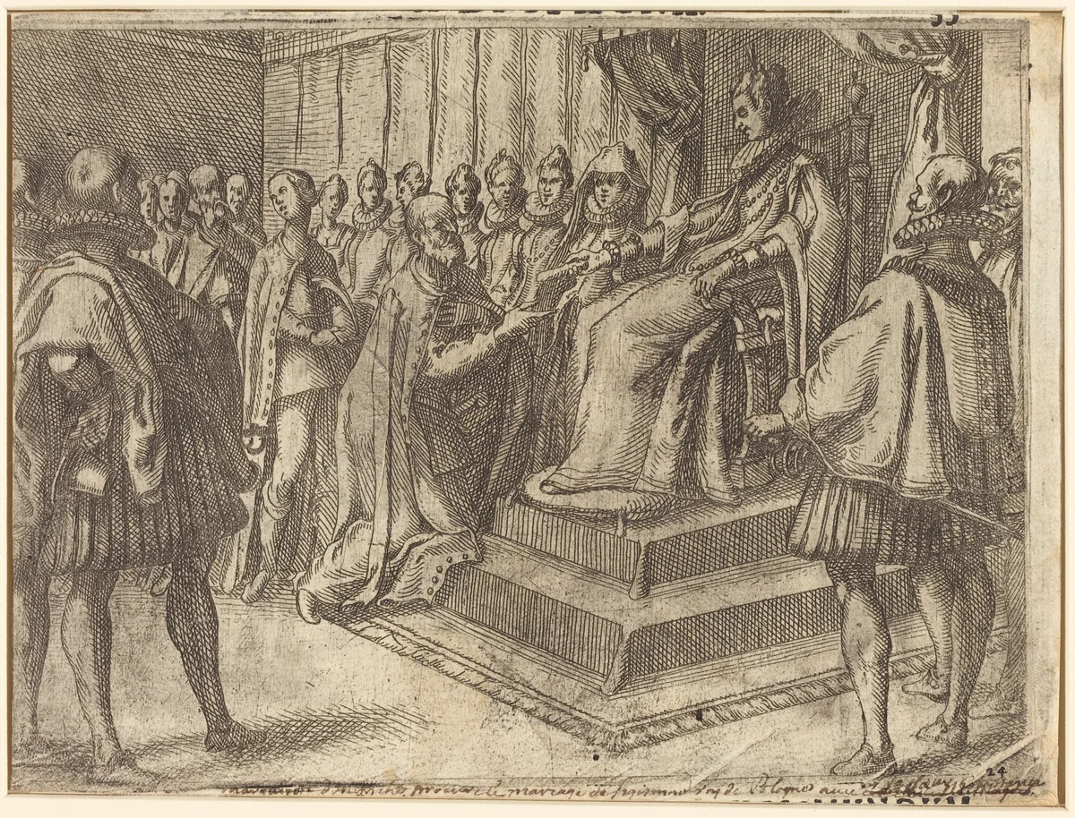 Reception of the Envoy of Poland [recto] by Jacques Callot, print, 1612