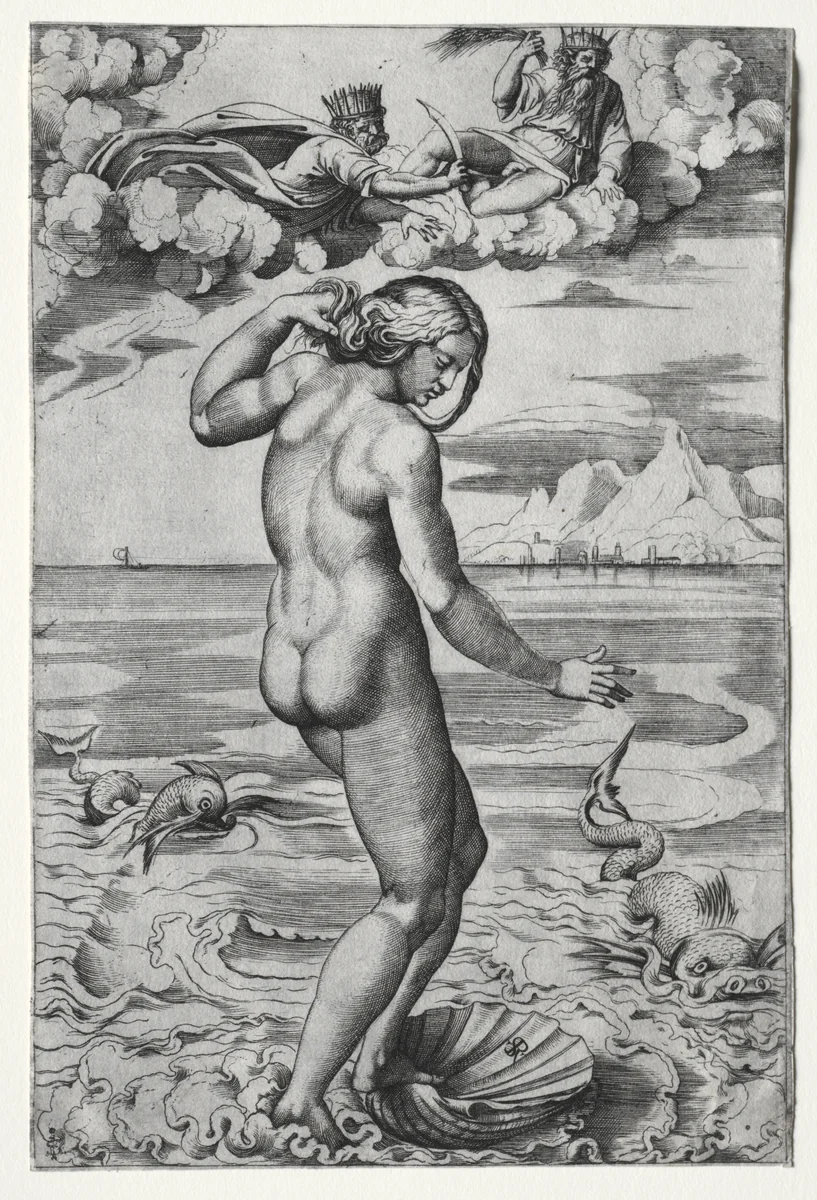 The Birth of Venus by Marco Dente, print, 1511-1521