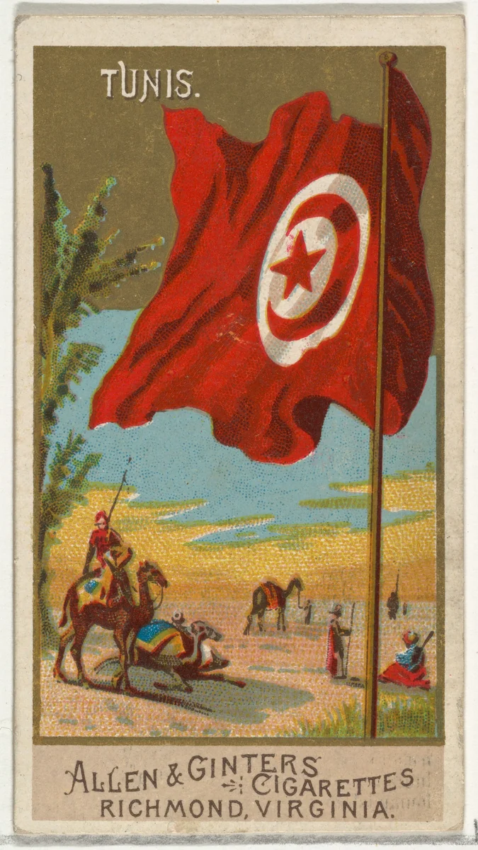 Tunis, from Flags of All Nations, Series 2 (N10) for Allen & Ginter Cigarettes Brands by Allen & Ginter, print, 1890