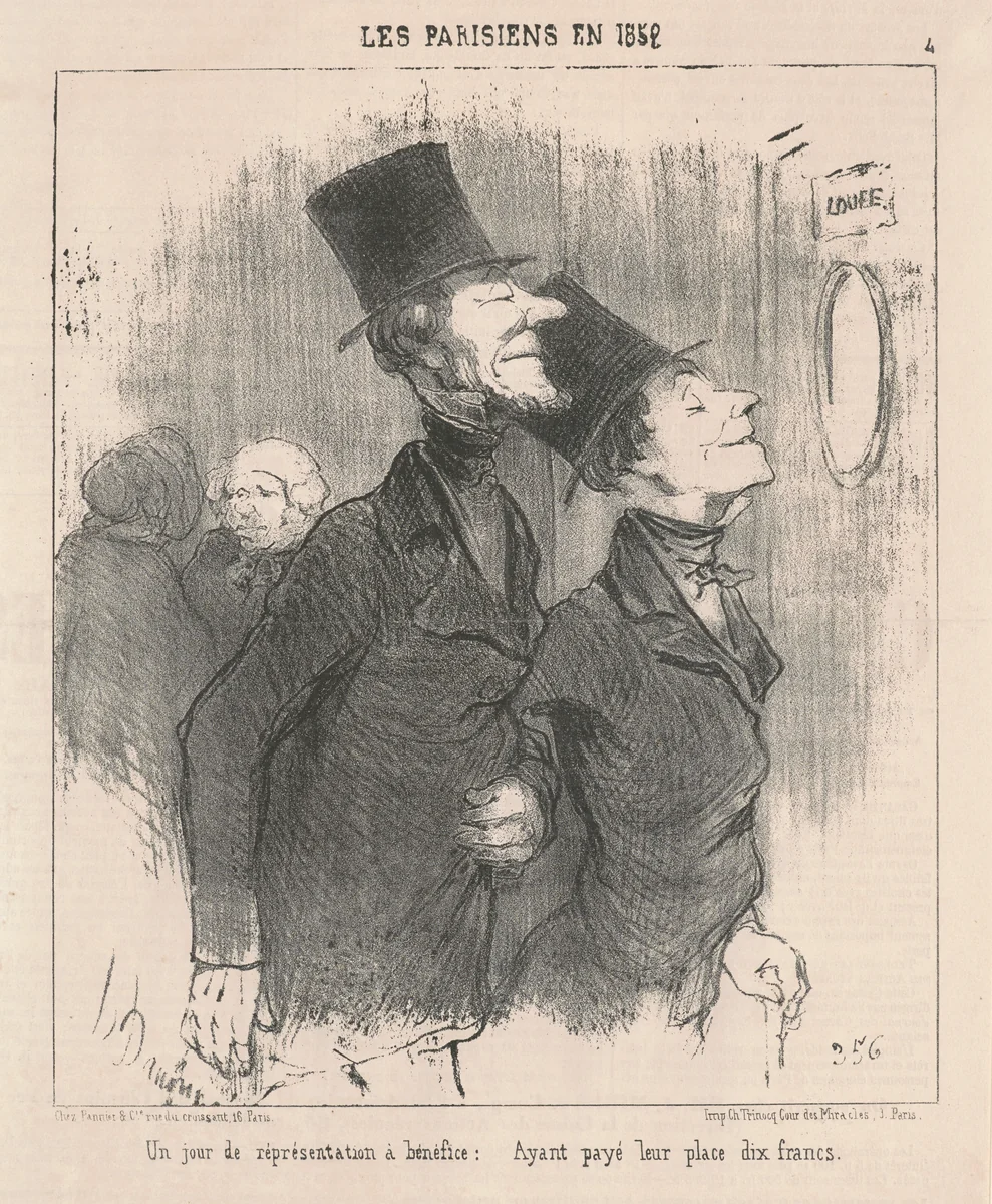 Un jour de représentation a benéfice by Honoré Daumier, print, 1852