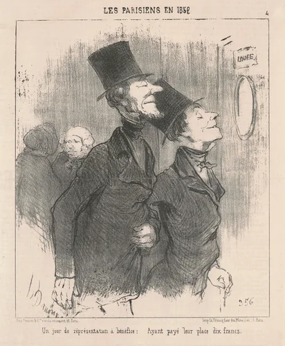 Un jour de représentation a benéfice by Honoré Daumier, print, 1852
