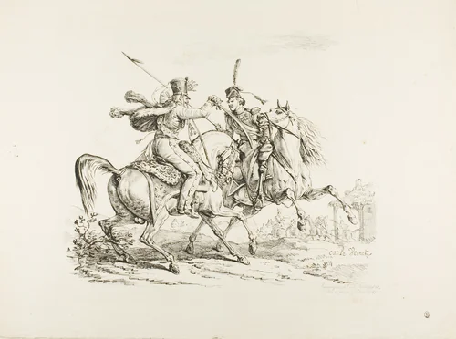 Hussard Killing a Cossack with a Sabre by Carle Vernet, print, 1817