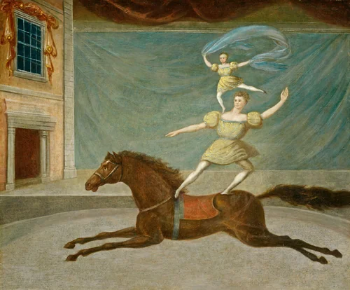 The Mounted Acrobats by American 19th Century, painting, 1825