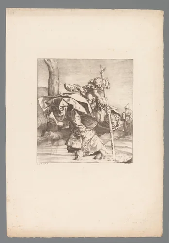 Christoffel draagt Christus door het water by anonymous, print, 1822-1834