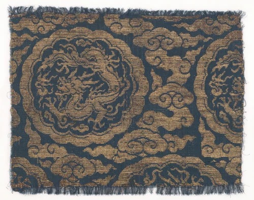 Dragons chasing flaming pearls by Unidentified, textile, 1300-1368