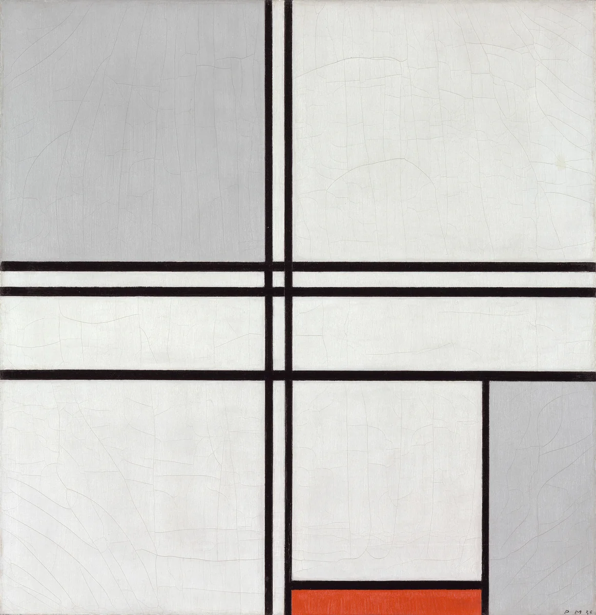 Composition (No. 1) Gray-Red by Piet Mondrian, painting, 1935