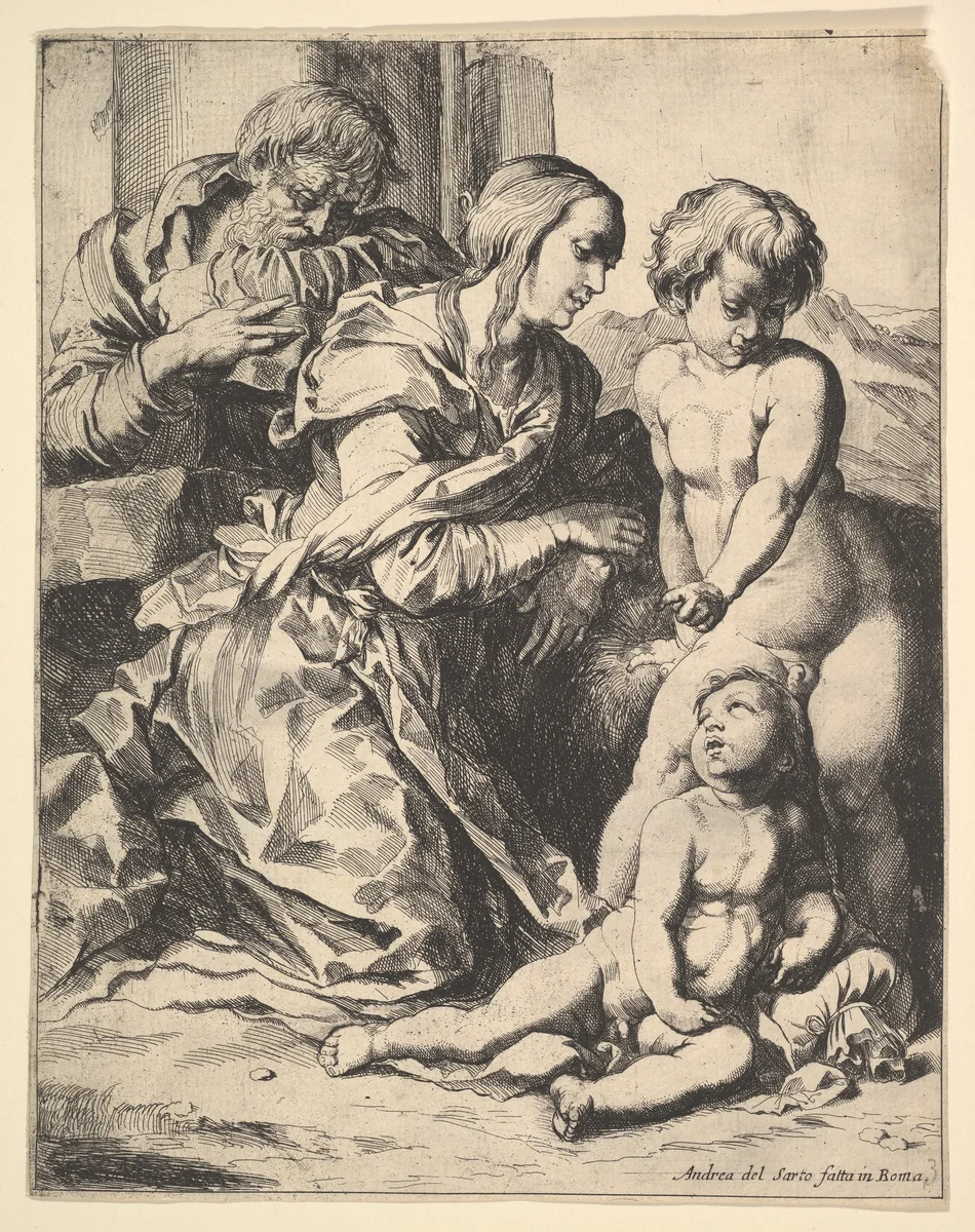 Virgin kneeling before Christ by Pierre Brebiette, print, 1610-1642