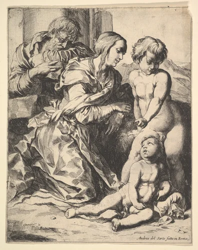 Virgin kneeling before Christ by Pierre Brebiette, print, 1610-1642
