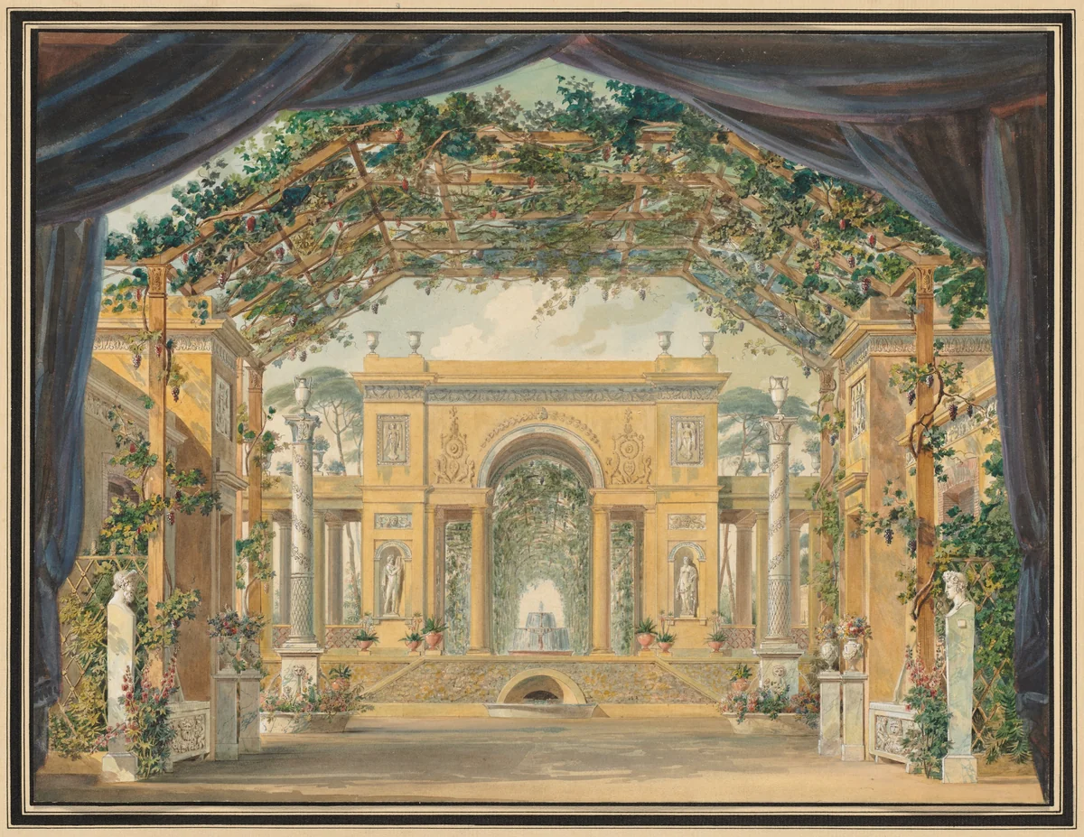Decoration Executed for the Birthday of His Majesty the King of Westphalia by Pierre Luc Charles Cicéri, drawing, 1811