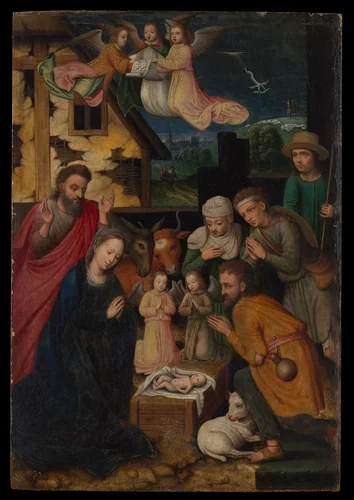 The Adoration of the Shepherds by Marcellus Coffermans, painting, 1545-1555