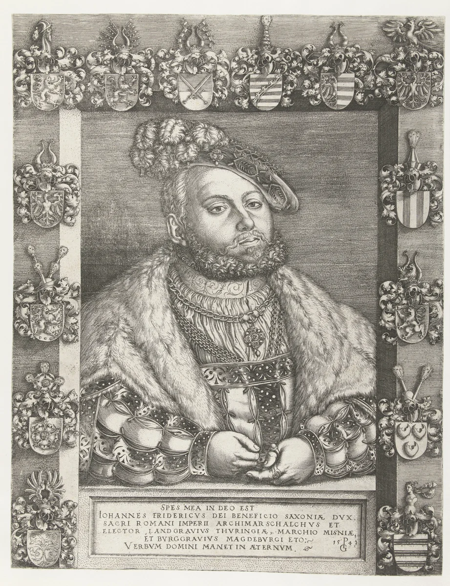 Portret van Johan Frederik I de Grootmoedige, keurvorst van Saksen by Unknown, print, 1543