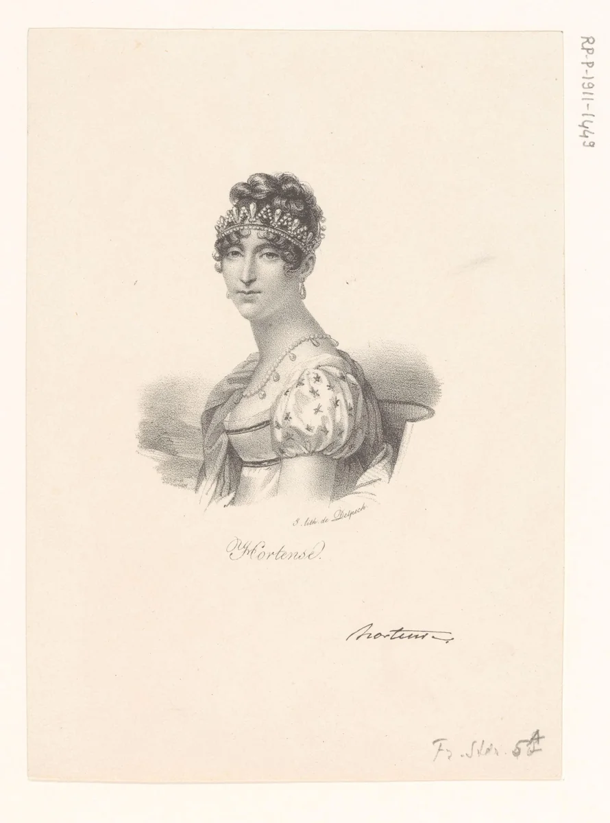Portret van Hortense de Beauharnais by anonymous, print, 1818-1842