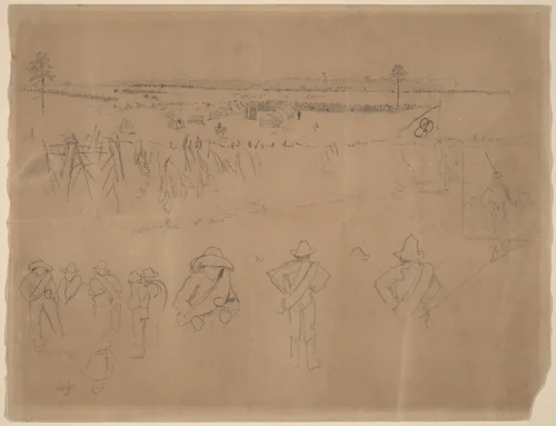 Line-ups and Trenches [recto] by Winslow Homer, drawing, 1864