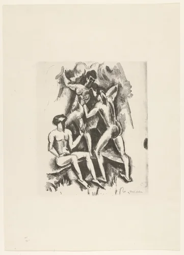 Three Figures - Wrestlers by Max Weber, print, 1916
