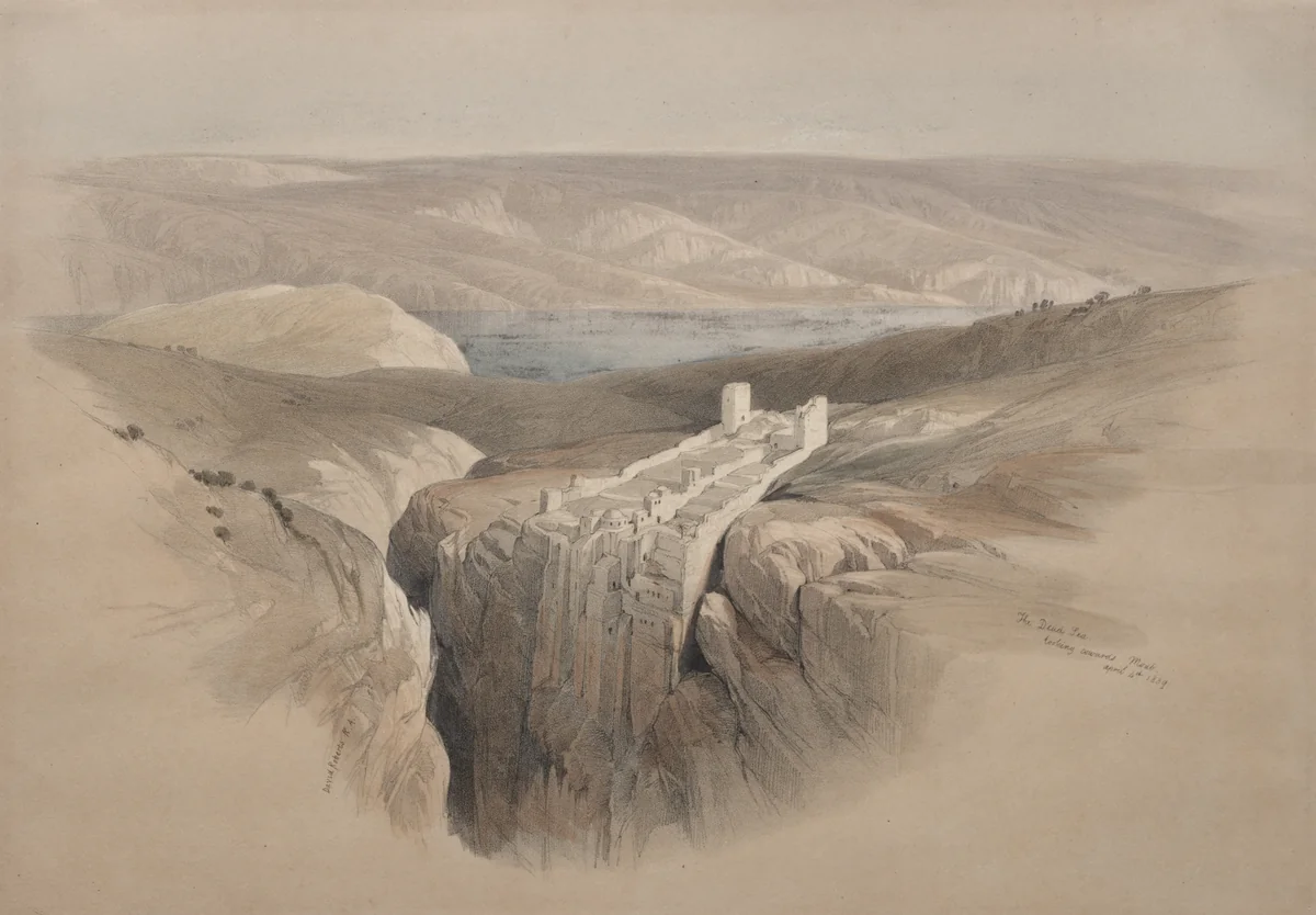 The Dead Sea Looking Towards Moab by David Roberts, print, 1839