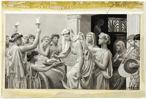 It Was the Custom Then to Bring Away the Bride From Home by Will Hicock Low, drawing, 1885