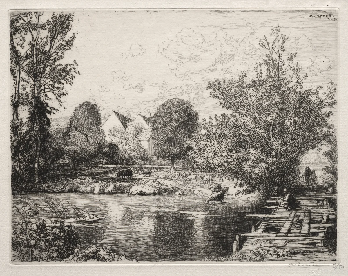 The Old Footbridge by Auguste Louis Lepère, print, 1915