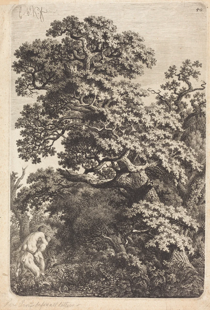 Satyr and Nymph in a Swamp by Carl Wilhelm Kolbe, print, 1790-1799
