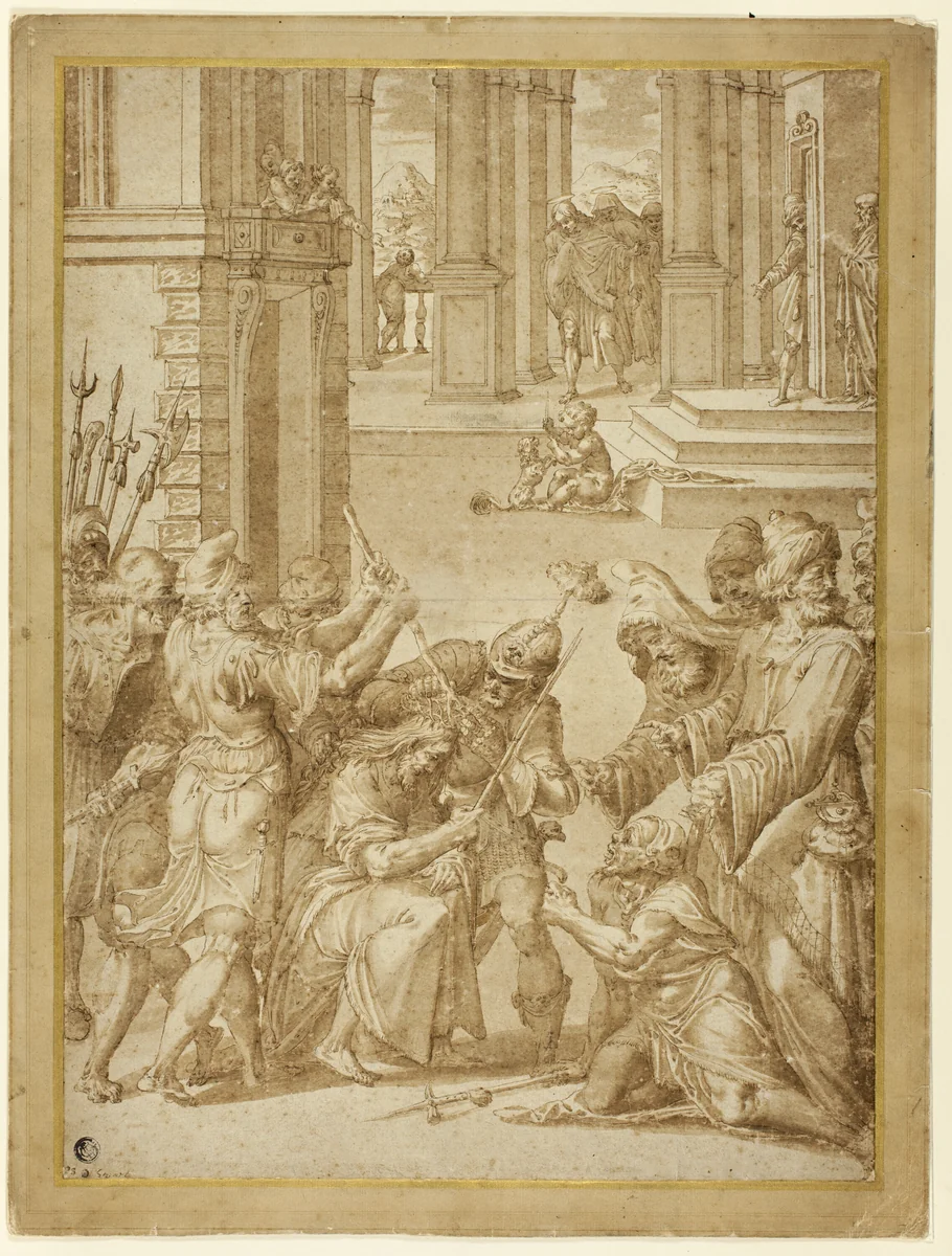 Crowning of Thorns by Christoph Schwarz, drawing, 1520-1625