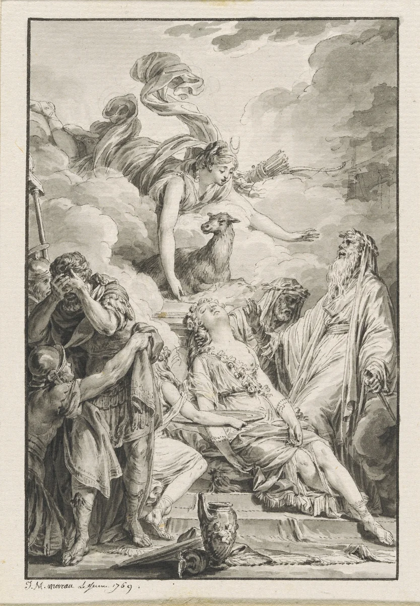 The Sacrifice of Iphigenia by Jean Michel Moreau, drawing, 1769