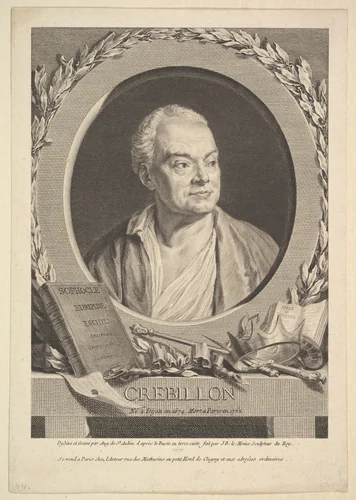 Portrait of Crébillon by Augustin de Saint-Aubin, print, 1770