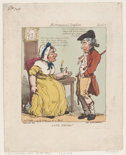 Late Hours! by Thomas Rowlandson, print, 1799