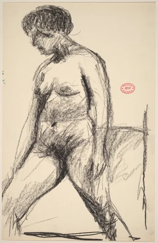 Untitled [nude standing with her legs apart] by Richard Diebenkorn, drawing, 1955-1967