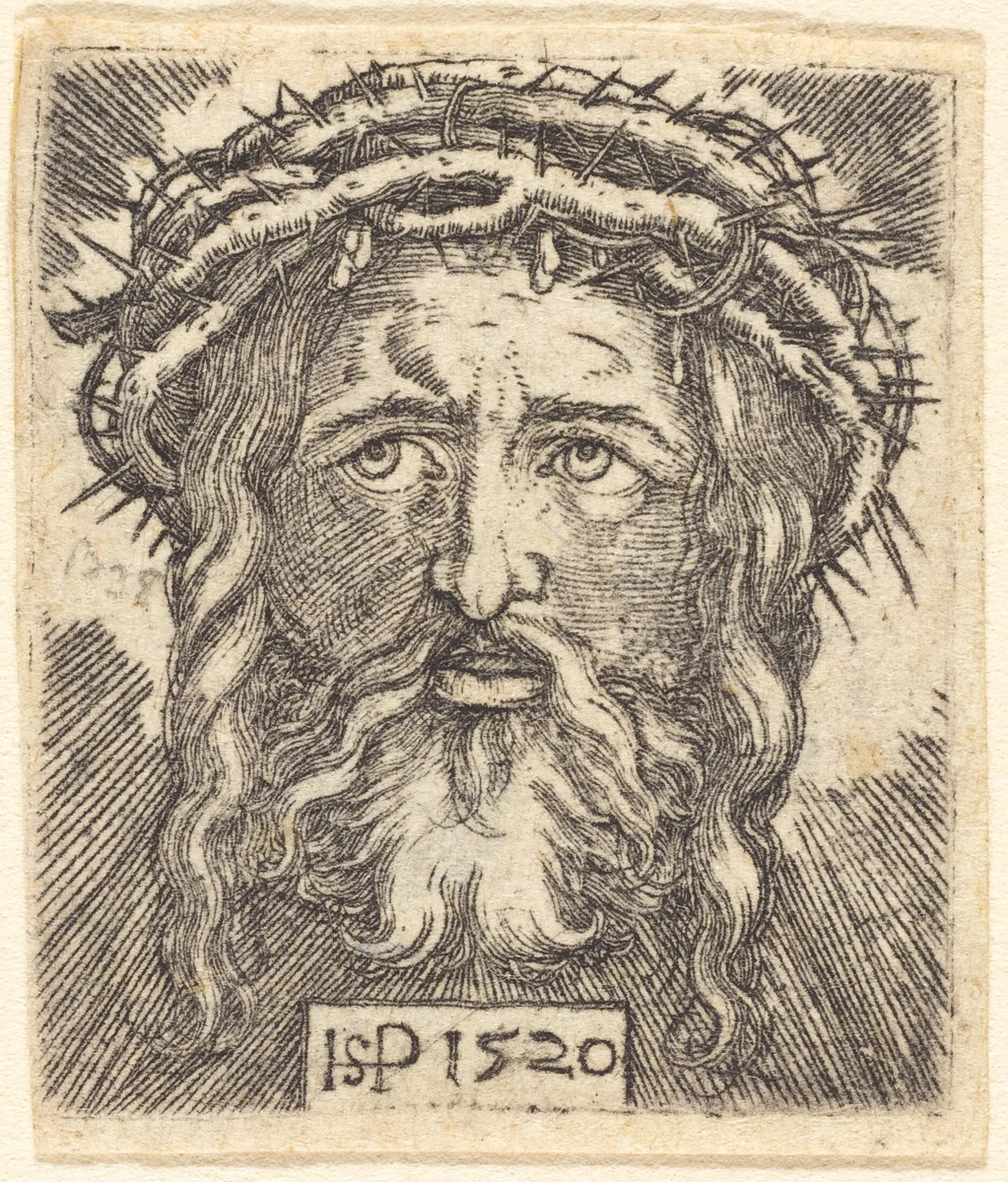 Head of Christ by Sebald Beham, print, 1520