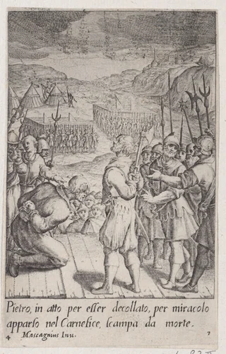 The Executioner, from Scelta d'Alcuni Miracoli e Grazie della Santissima Nunziata di Firenze (Selection of Some Miracles and Graces that Occurred in the Church of the Annunziata in Florence) by Jacques Callot, print, 1611-1619