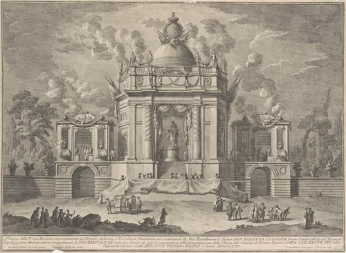 The Prima Macchina for the Chinea of 1771: The Temple of Asclepius by Giuseppe Vasi, print, 1771