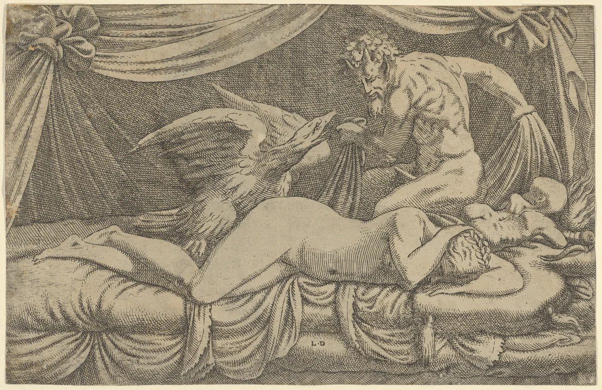 Jupiter and Antiope by Léon Davent, print, 1535-1550
