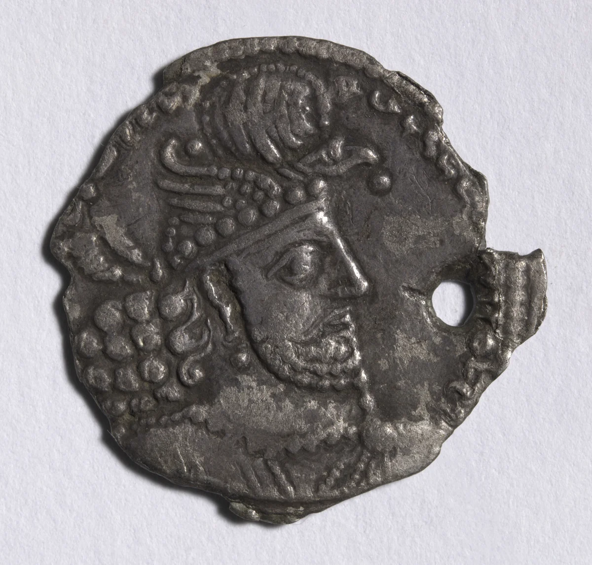 Drachm: Bust of Hormizd II Wearing Crown (obverse) by Unknown, metalwork, 302-309
