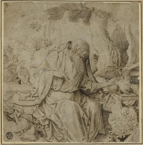 St. John with the Lamb by Jan Claudius de Cock, drawing, 1515-1525