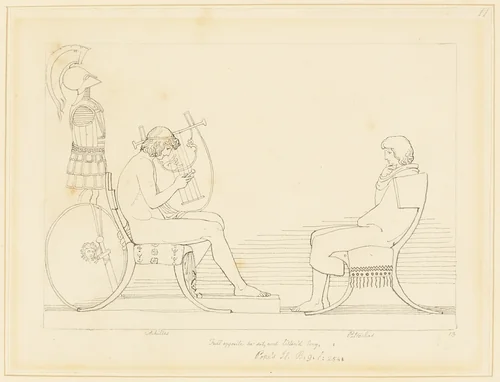 Achilles and Patroclus by John Flaxman, drawing, 1775-1826