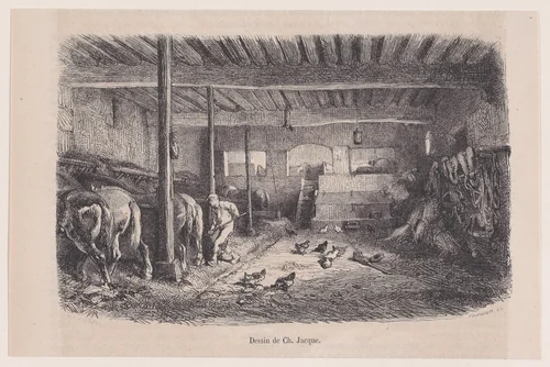 A Stable, from "Le Magasin Pittoresque" by Charles Jacque, print, 1848-1864