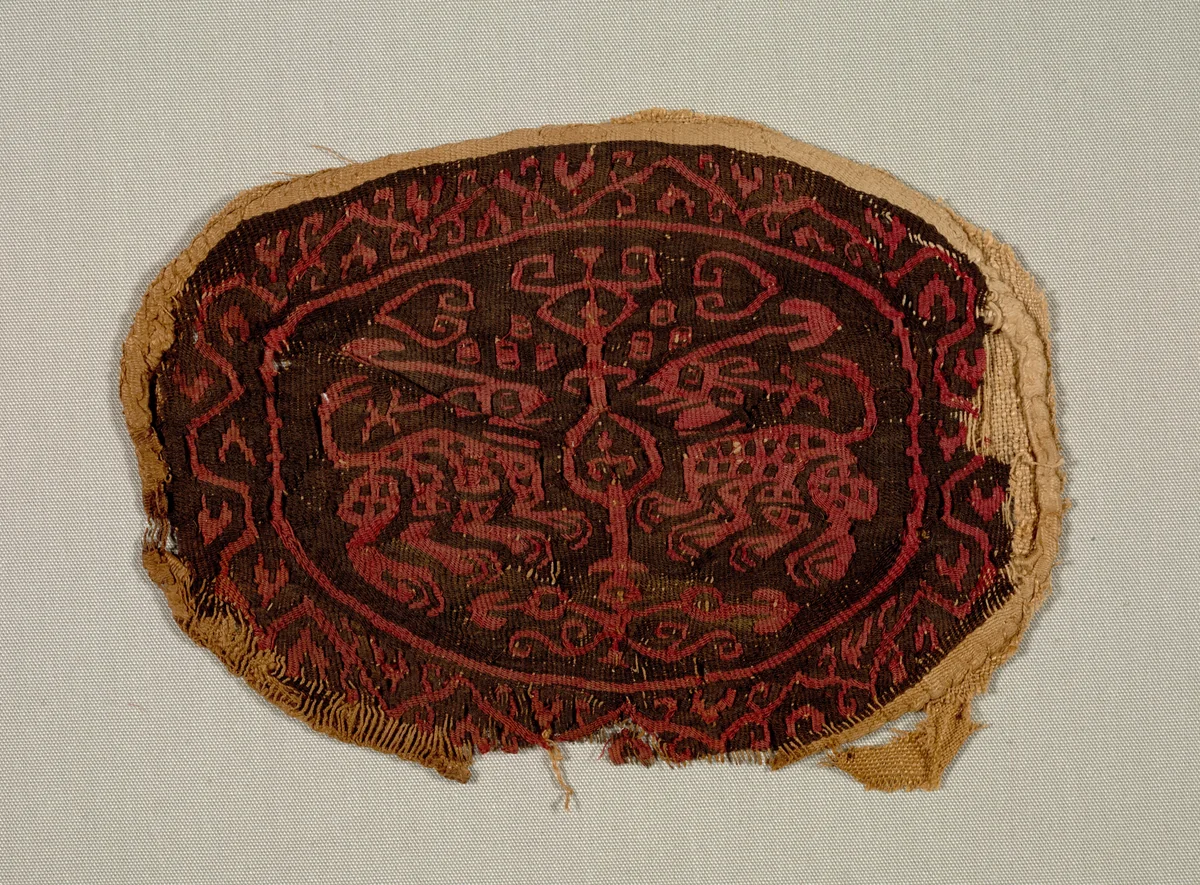 Two Confronted Animals from a Tunic by Unknown, textile, 700-800