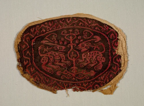 Two Confronted Animals from a Tunic by Unknown, textile, 700-800