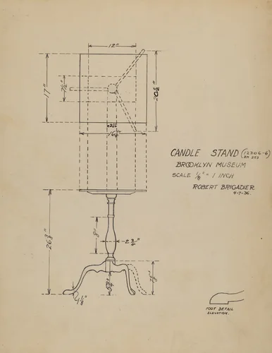 Candle Stand by Robert Brigadier, index of american design, 1935-1942