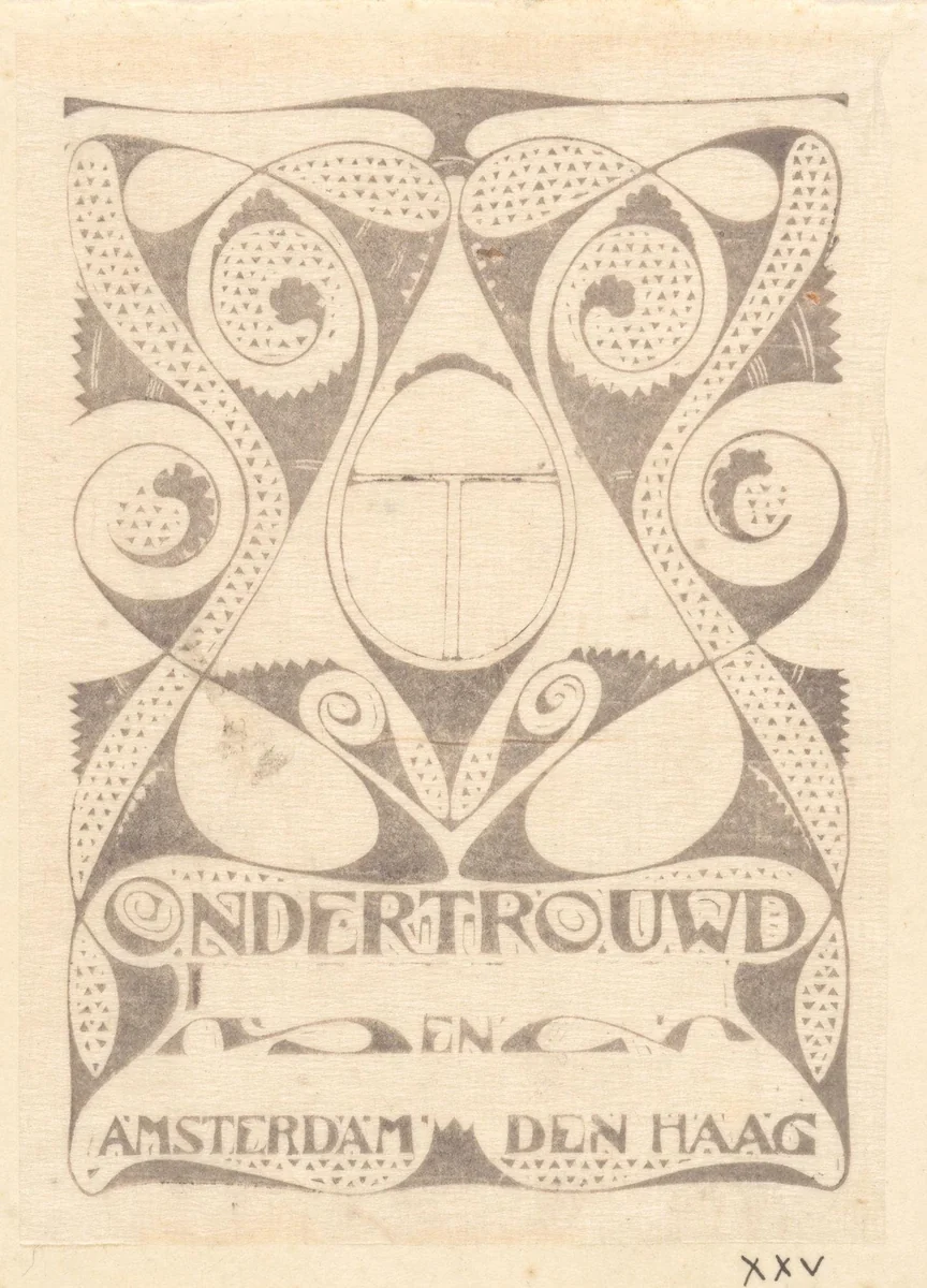 Ondertrouwkaart van Karel de Bazel en Maria Oosschot by Karel Petrus Cornelis de Bazel, print, 1895