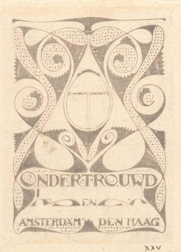 Ondertrouwkaart van Karel de Bazel en Maria Oosschot by Karel Petrus Cornelis de Bazel, print, 1895