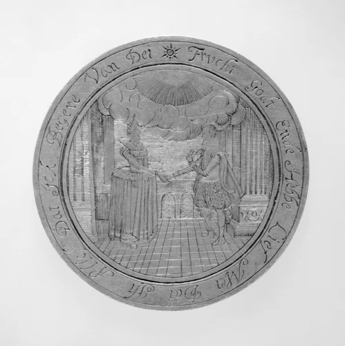 Wedding medallion by Heinrich Aldegrever, metalwork, 1600-1625