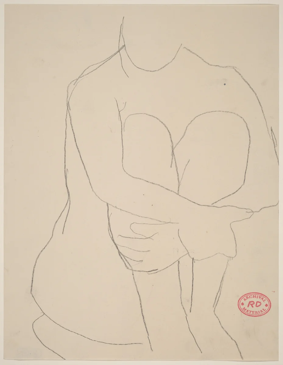 Untitled [seated nude clasping arms around legs] by Richard Diebenkorn, drawing, 1955-1967
