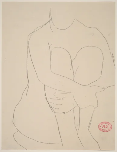 Untitled [seated nude clasping arms around legs] by Richard Diebenkorn, drawing, 1955-1967