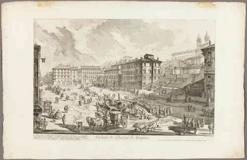 View of the Piazza di Spagna, from Views of Rome by Giovanni Battista Piranesi, print, 1750-1759