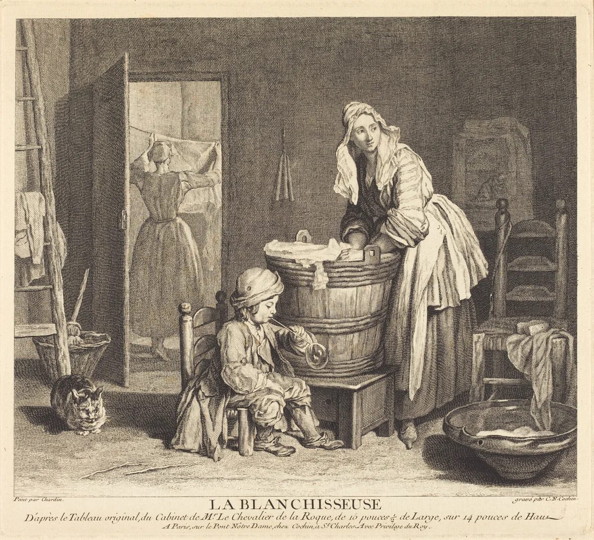 La Blanchisseuse by Charles-Nicolas Cochin I
Jean Siméon Chardin, print, 1739