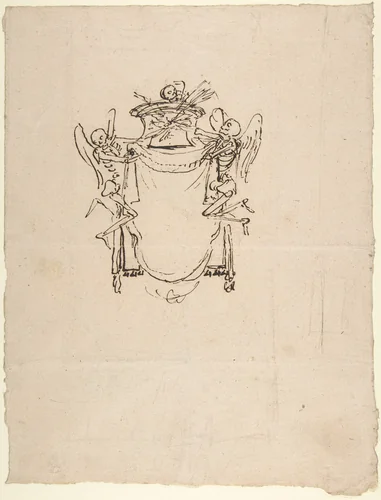 Sketches for a Wall Tomb with Skeletons by Gian Lorenzo Bernini, drawing, 1630-1640