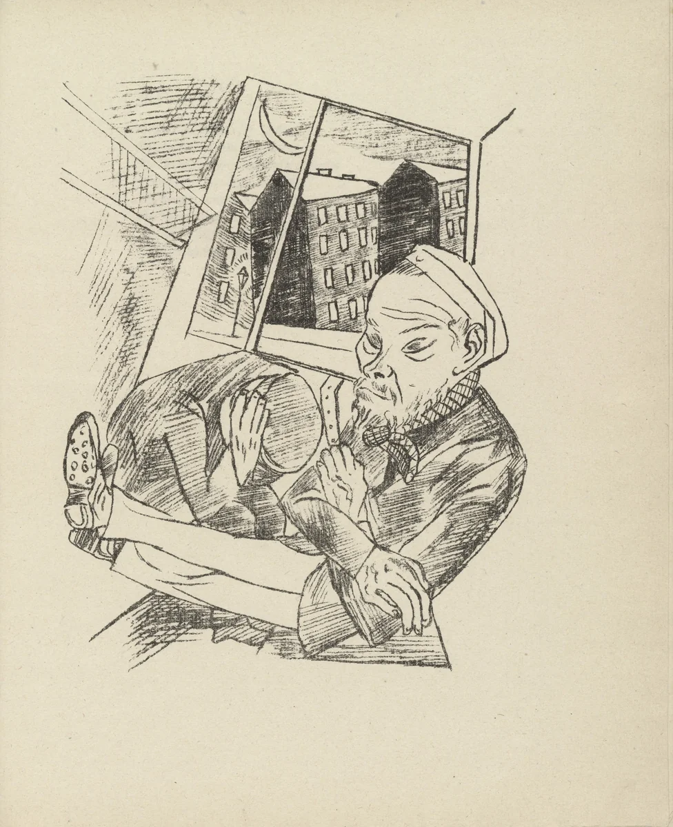 Suburban Morning (Vorstadtmorgen) (plate 4) from Stadtnacht (City Night) by Max Beckmann, illustrated book, 1921