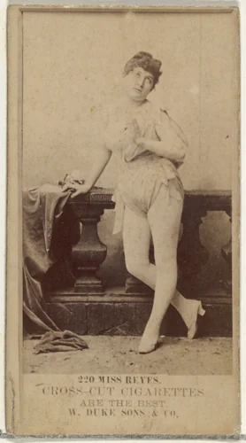 Card Number 220, Miss Reyes, from the Actors and Actresses series (N145-3) issued by Duke Sons & Co. to promote Cross Cut Cigarettes by W. Duke, Sons & Co., photograph, 1880-1889