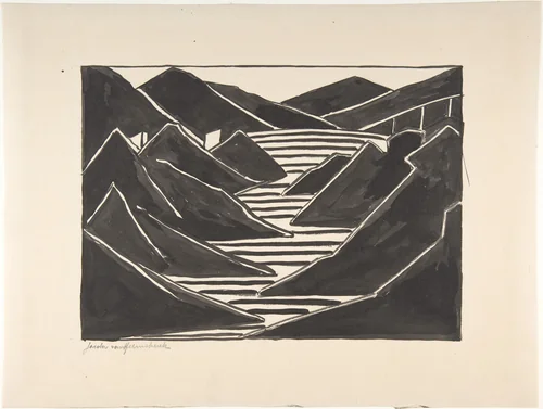 Composition (Fjord) by Jacoba van Heemskerck, drawing, 1915-1916